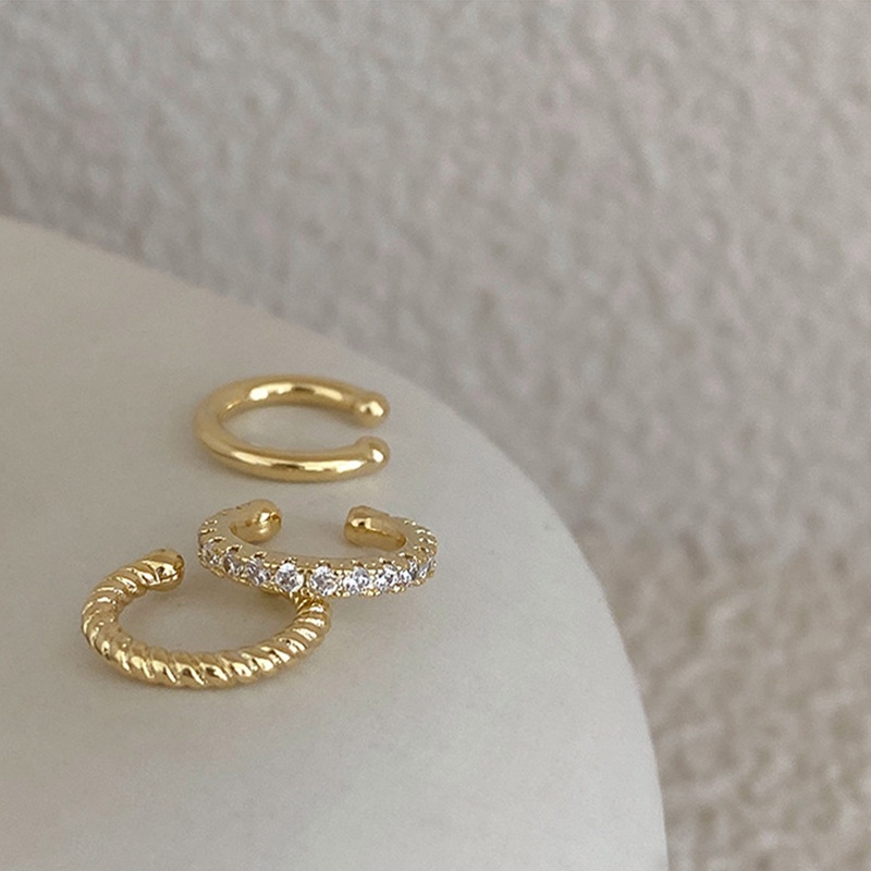 1 Bộ Khuyên Kẹp Vành Tai Tròn Mạ Bạc 925 Đơn Giản