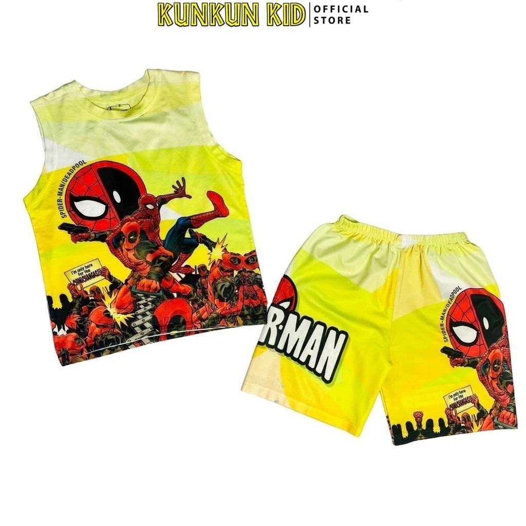 Bộ ba lỗ bé trai Kunkun Kid BL630 Người Nhện và Deadpool size đại từ 10-60kg