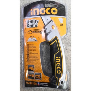 Dụng cụ cắt rọc, rọc giấy đa năng Ingco HUK6128, lưỡi SK5 61x19mm Kèm 5 lưỡi cắt