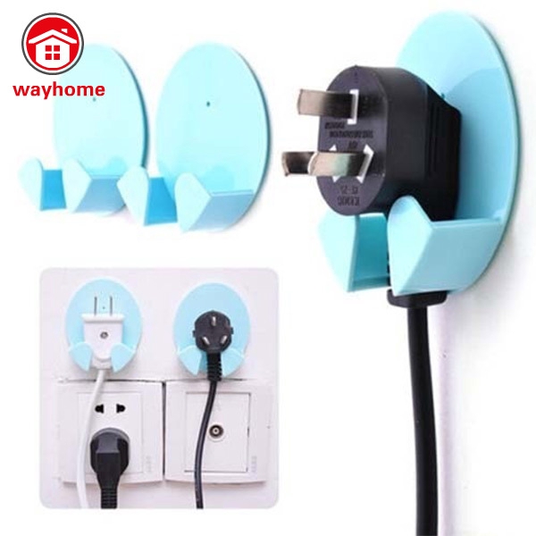 2Pcs Practical Self-AdheSive Power Plug Socket Holder Sticky Hooks Home Hotel Wall Hanger Storage Tools