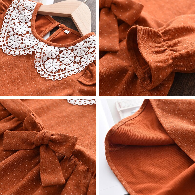 Đầm công chúa BEAR LEADER họa tiết chấm bi phối thắt lưng thời trang xuân thu cho bé 2-6 tuổi