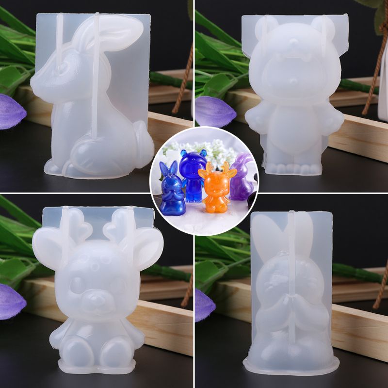 Khuôn Silicone Làm Mặt Dây Chuyền / Bánh / Sô Cô La Hình Thỏ / Hươu 3D DIY