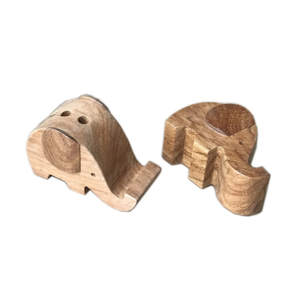 Giá đỡ điện thoại sáng tạo hình con voi/ con cá heo tích hợp chặn giấy bằng gỗ - Wooden Studio