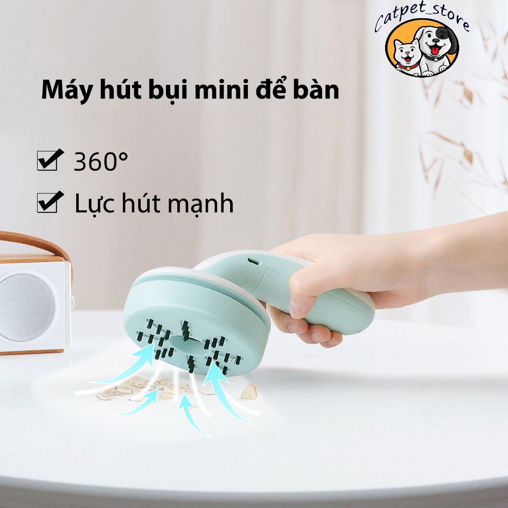 Máy hút bụi mini cầm tay, hút lông chó mèo tiện dụng trong văn phòng, oto, gia đình, tặng kèm đầu hút nhỏ và chổi quét