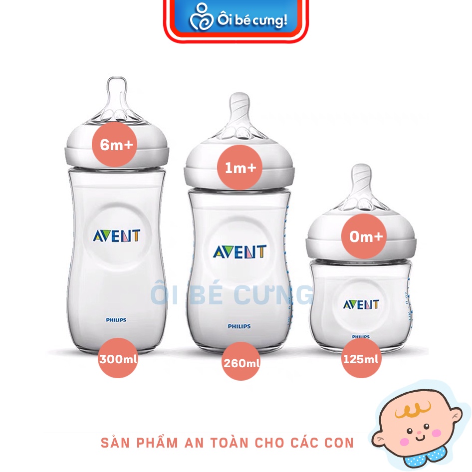 [HÀNG XÁCH TAY] Bình Sữa Philips Avent Nature Cổ Rộng Cho Bé 125ml/260ml/330ml CHỐNG SẶC CHỐNG ĐẦY HƠI ÔI BÉ CƯNG PK.31