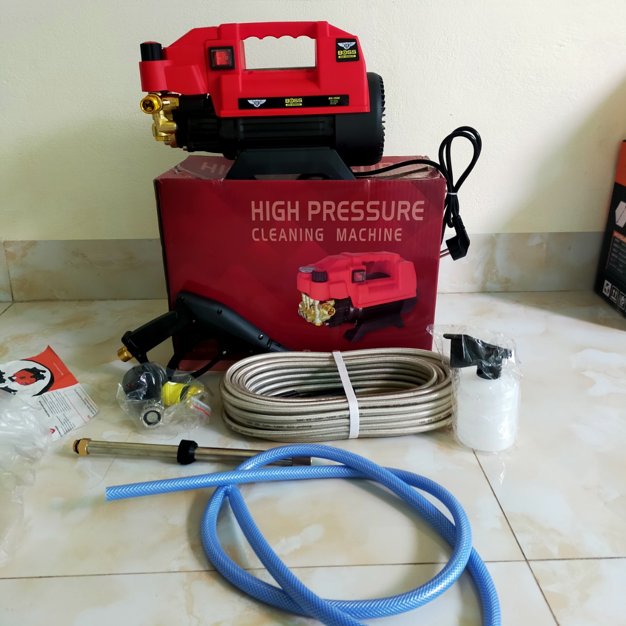 [Có bảo hành] Máy rửa xe mini áp lực cao áp cho gia đình 3000W máy xịt rửa điều hòa dây 15m bản 2021