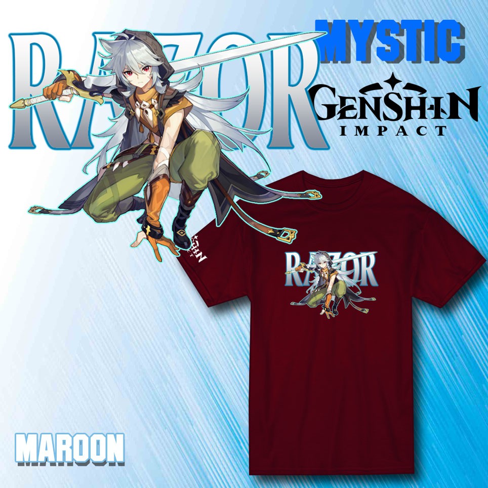 Mẫu áo thun Genshin Impact Razor Character Video PC game gaming gamer Fan tops for women cr độc chất