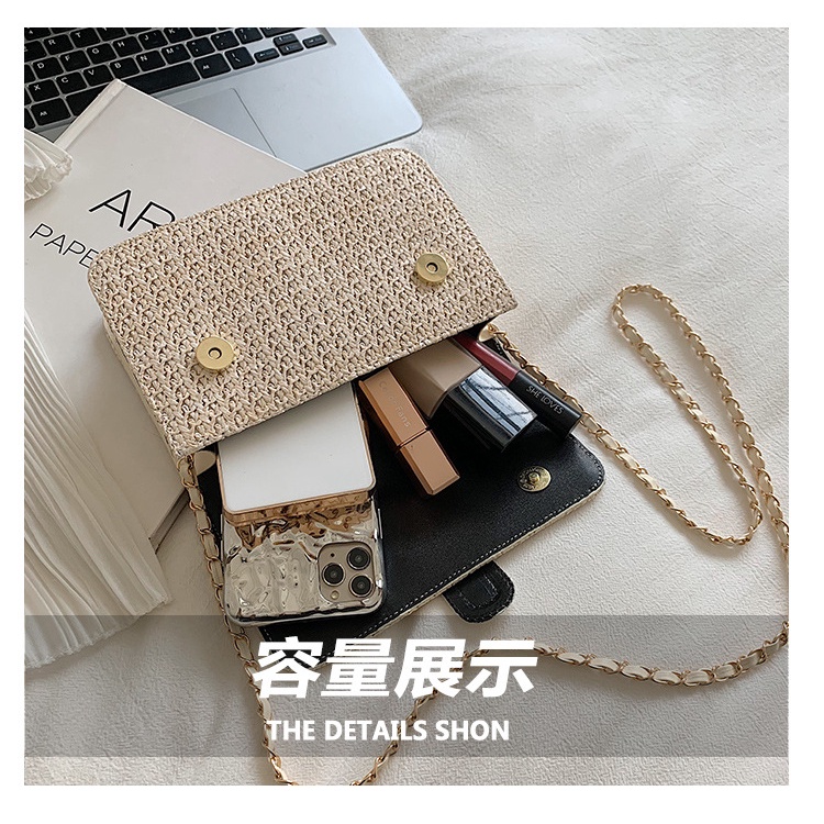 Túi đeo chéo JASMIN NOIR đan rơm thời trang Hàn Quốc dành cho nữ