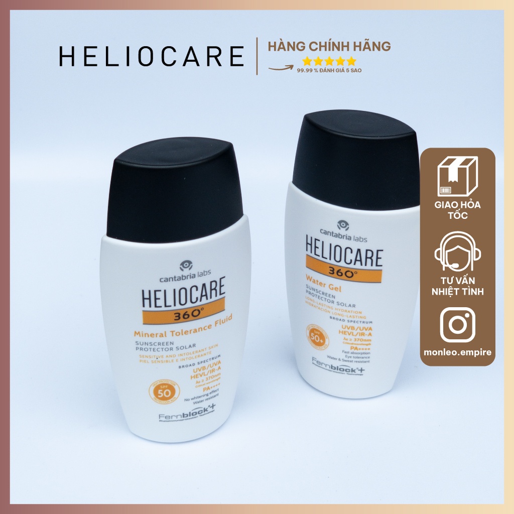 Kem chống nắng Heliocare 360 Water Gel/Mineral Tolerance/Pigment Solution Fluid SPF50+ 50ml