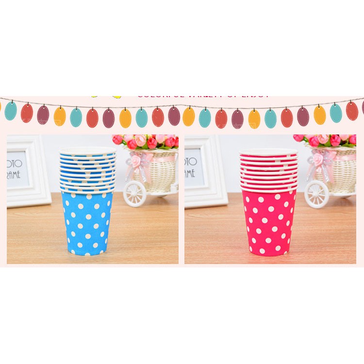 Set 10 cốc giấy chấm bi