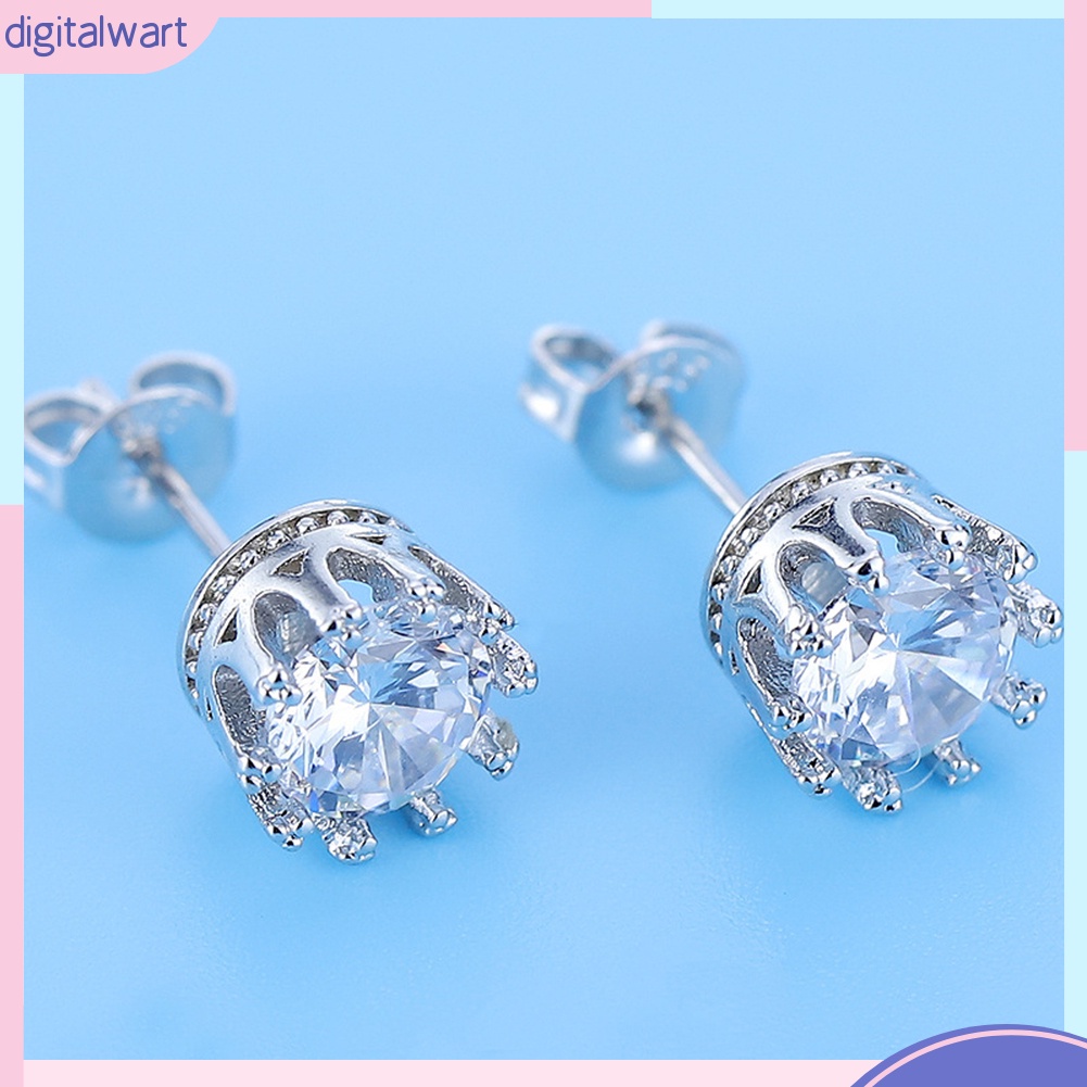 Đôi khuyên tai mạ bạc đính đá phong cách sang trọng cho nữ