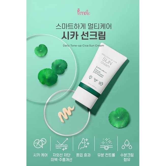 Kem chống nắng chiết xuất rau má Prreti Daily Tone Up Cica sun cream 50ml sale 68%