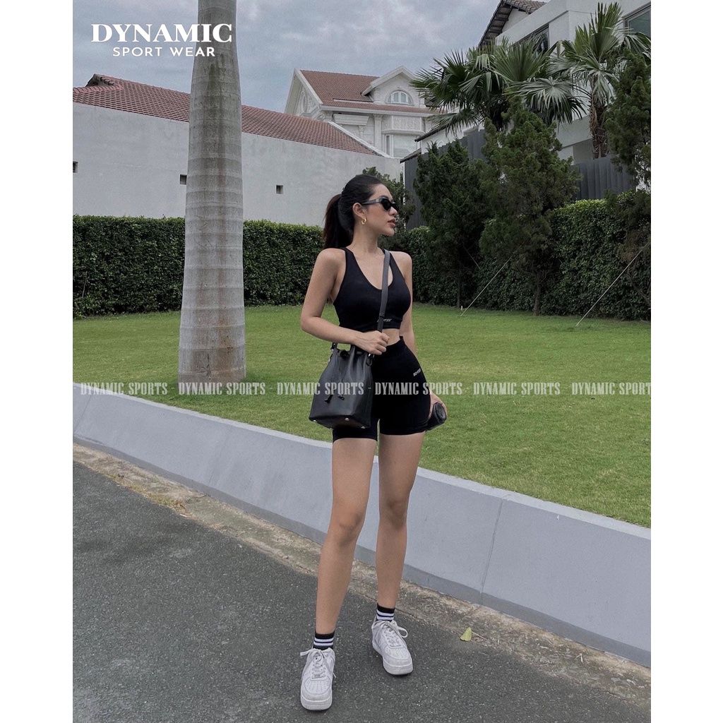 Set Transform Quần đùi và Bra dây/ Bra Y Thể thao, Gym,Yoga nữ dệt kim co giãn 4 chiều siêu mịn