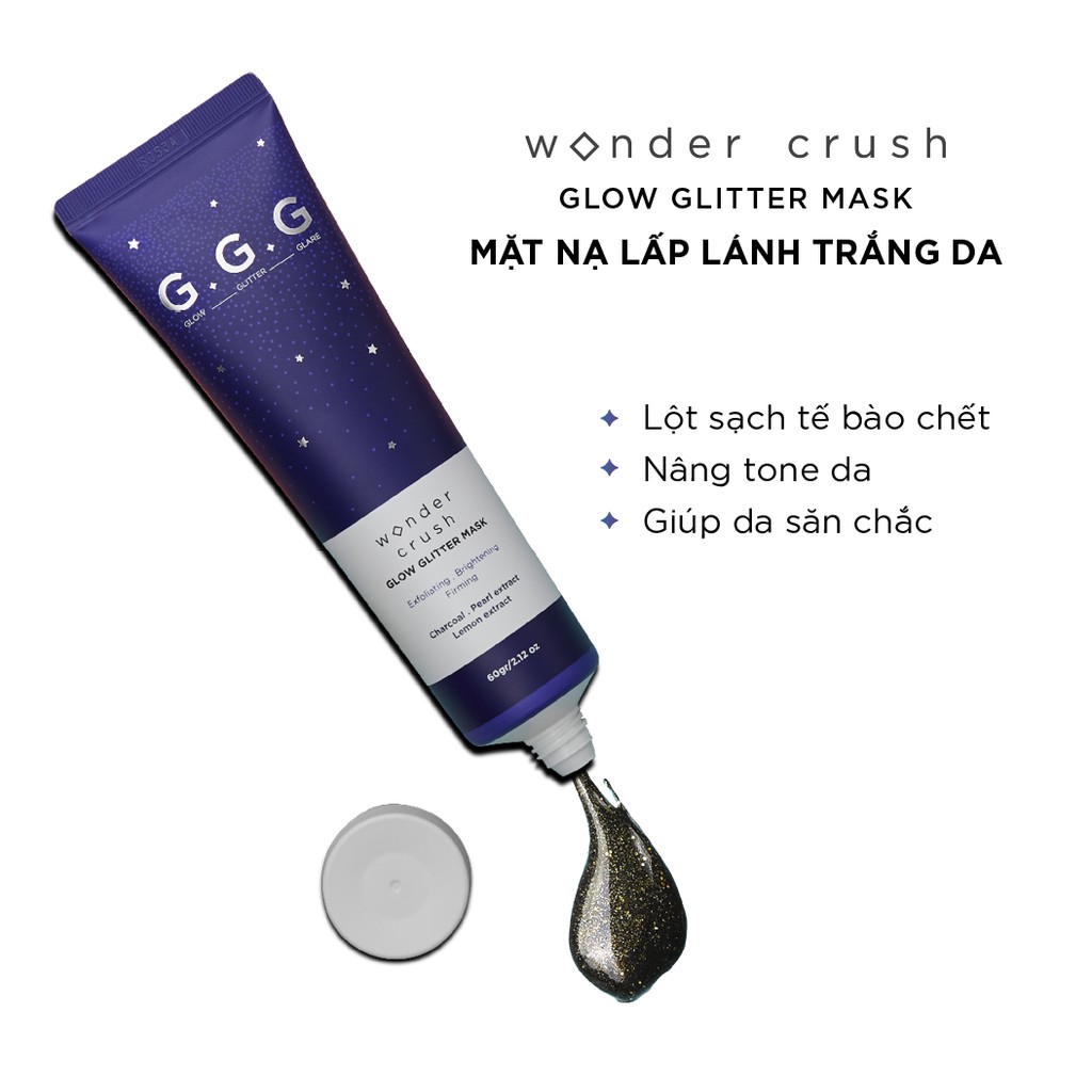 [Mã FMCGM50 - 8% đơn 250K] GGG Mặt nạ lột lấp lánh Dưỡng Trắng Wonder Crush Glow Glitter Mask 30g