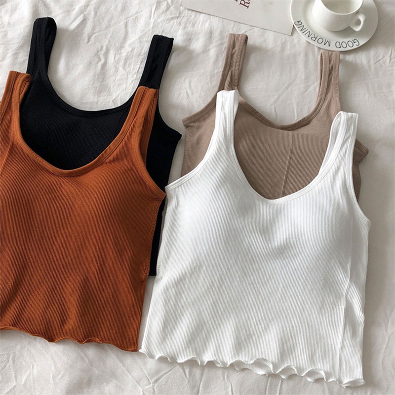 Áo Hai Dây Dệt Kim Cổ Chữ V Có Đệm Ngực Cho Nữ