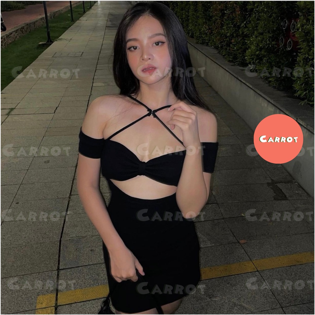 Đầm body sexy 2 dây hở lưng váy thiết kế ôm đen tay ngắn chất thun co giãn sang chảnh cá tính Carrotxinhdep - 42