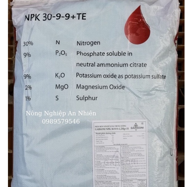 100gr PHÂN BÓN NHẬP KHẨU NPK 30-9-9 TE PHÁT TRIỂN THÂN CÀNH LÁ