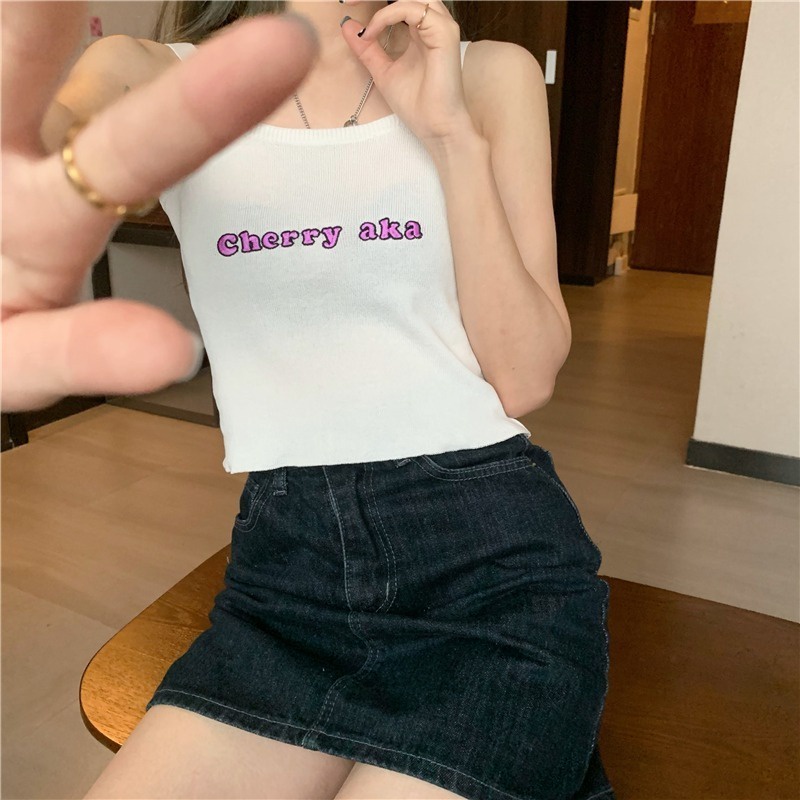 Áo Dệt Kim Hai Dây In Họa Tiết Thời Trang Quyến Rũ