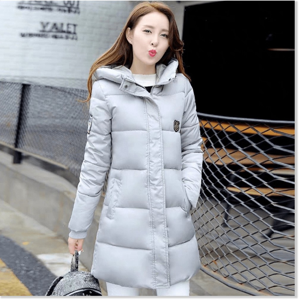 ÁO KHOÁC PHAO NỮ 3 LỚP DÁNG DÀI LOGO THÊU CỰC ẤM CHO MÙA ĐÔNG KME FASHION