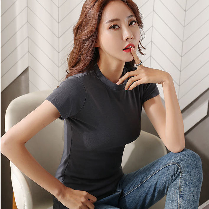 Áo Thun Tay Ngắn Màu Trơn Phong Cách Hàn Quốc Dành Cho Nữ | BigBuy360 - bigbuy360.vn