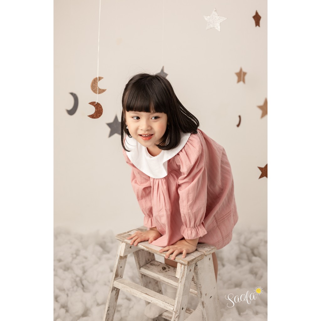 Đầm/ Váy Bé Gái Xếp Ly Chất Cotton Cao Cấp Phong Cách Tiểu Thư - DRC003 - SAOLA KIDS CLOTHING - Hồng