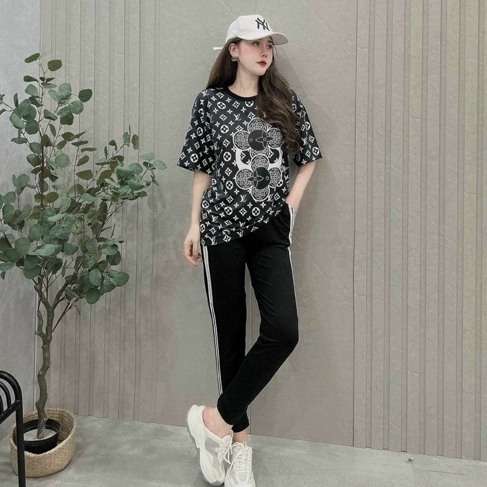 Đồ Bộ Thể Thao Nữ, Sét Đồ Nữ Sang Chảnh Áo Họa Tiết In 3D Quần Thun Cotton Mềm Mịn Đủ Size Từ 45-70kg.
