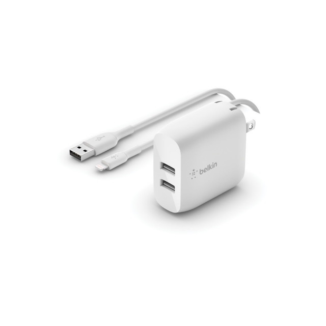 [CÓ BÁN LẺ] Combo củ 24w 2 cổng + cáp lightning 1m chính hãng Belkin sạc IP Ipad cực nhanh