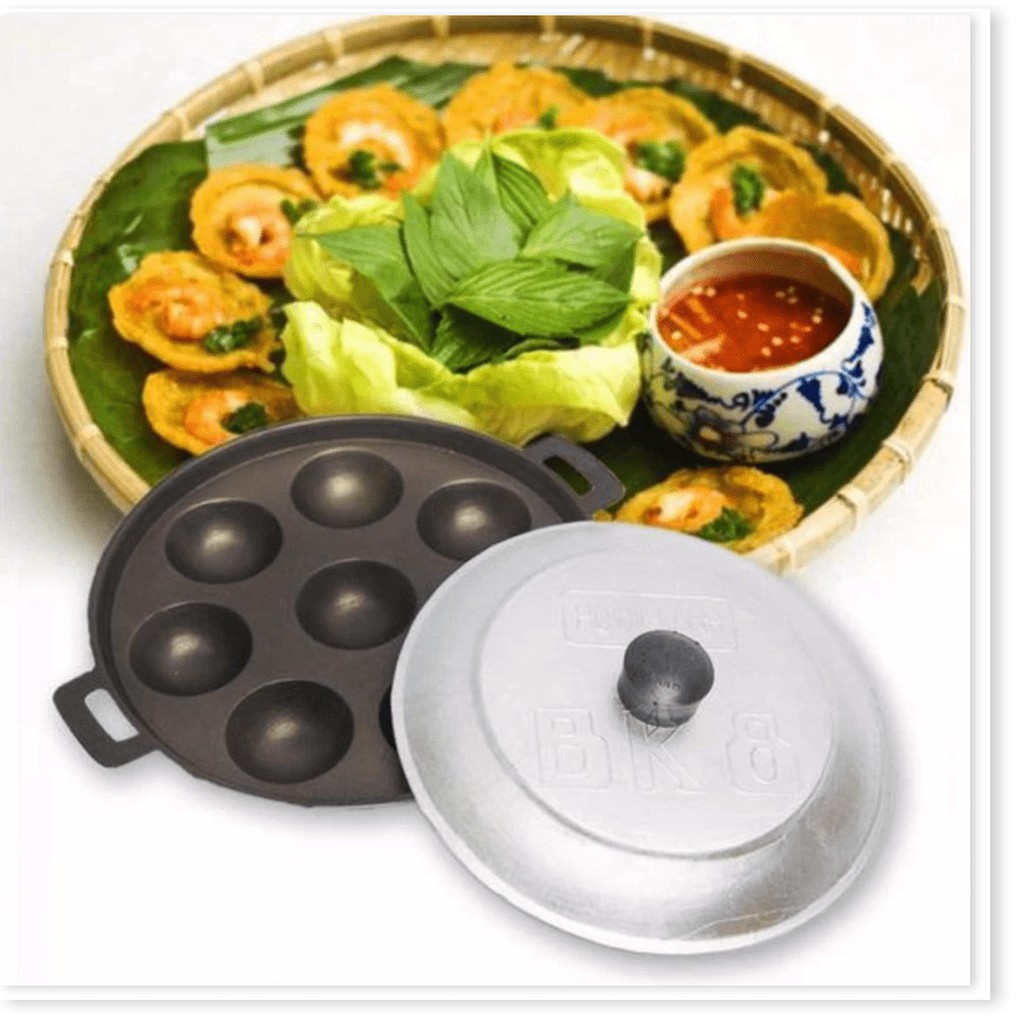 KHUÔN ĐỔ BÁNH KHỌT - BÁNH CĂN 8 LỖ HOẶC 12 LỖ TRÁNG MEN CHỐNG DÍNH -  6233