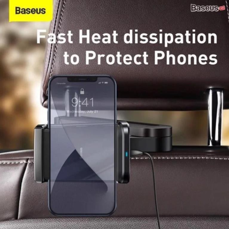 Bộ đế giữ điện thoại gắn lưng ghế trên xe hơi tích hợp sạc không dây Baseus Energy Storage Backseat Holder Wireless