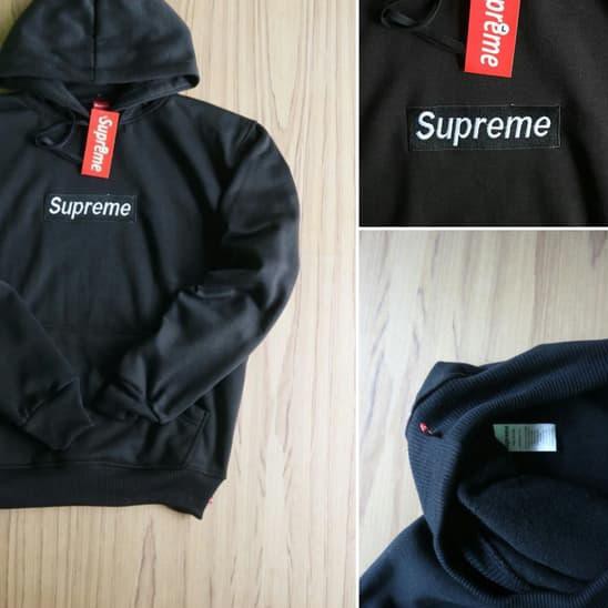 Áo Khoác Hoodie Màu Đen In Chữ Supreme Cá Tính