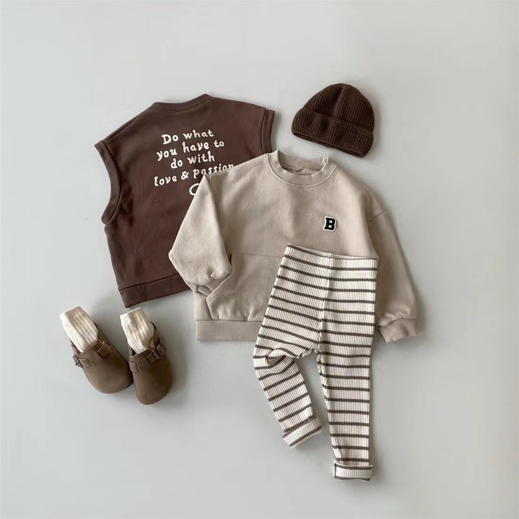 Áo Sweater Tay Dài Có Túi Thêu Hình Thời Trang Xuân Thu Dành Cho Bé Trai Gái 7VYR