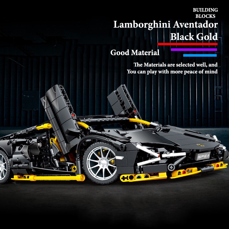 Đồ Chơi Lắp Ráp Mô Hình Siêu Xe TECHNIC Lamborghini Aventador Black Gold RC 701954 Với 1254 PCS