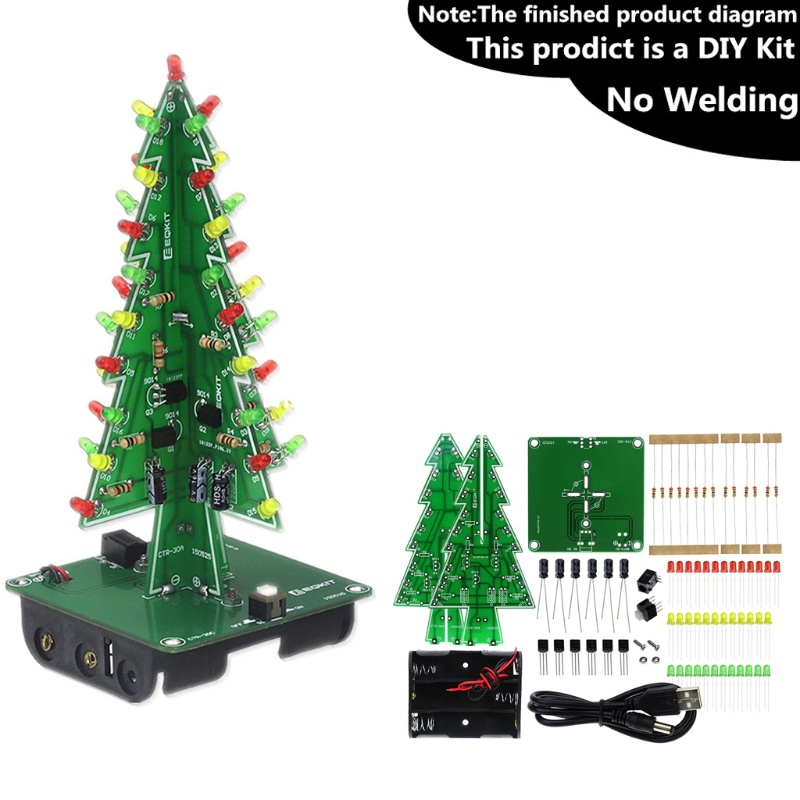 Cây Thông Giáng Sinh Điện Tử 3D Có Đèn LED DIY