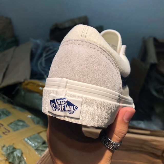 NEW SALE 11-11 Giày Sneaker Vans Kelly Trắng Kẻ Navy ⛟