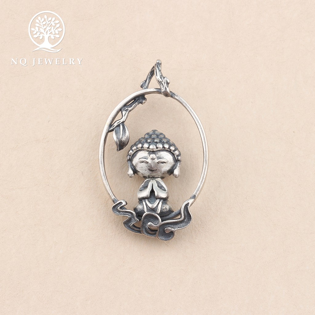 Mặt dây chuyền hình phật bạc nguyên chất treo - NQ Jewelry