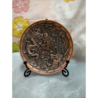Đĩa trưng bày Rồng Phượng, Song Long, 12 con giáp kèm đế.