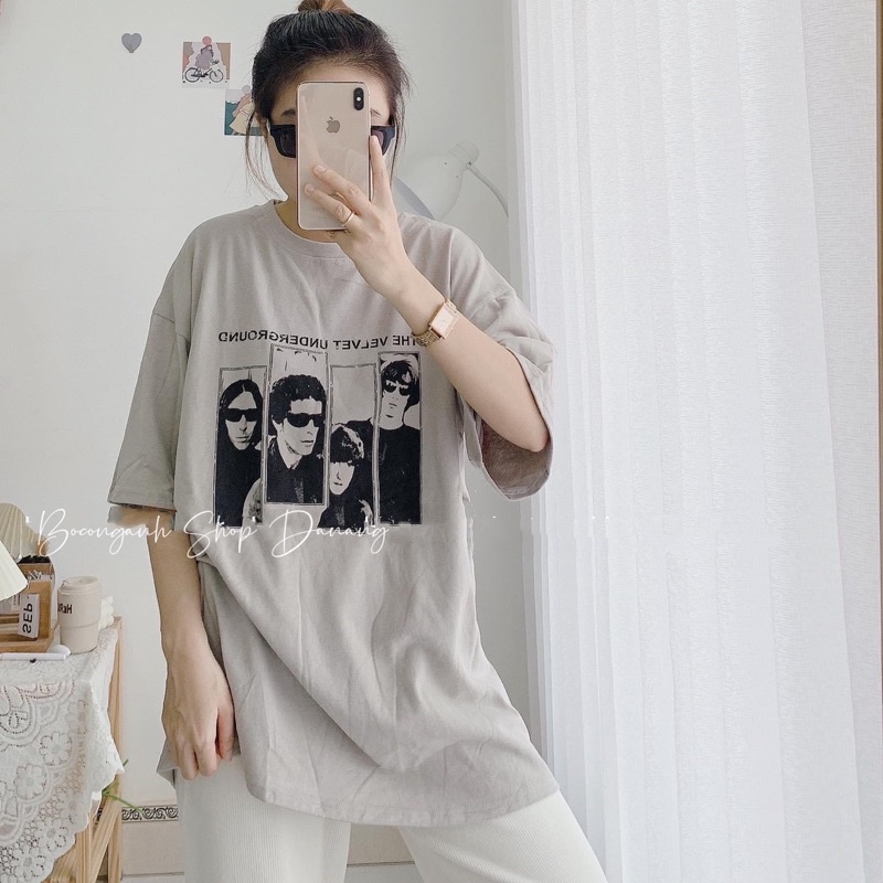 Áo Thun The Velvet AH61 Mác 3158 Form To Rộng Unisex Hàng Quảng Châu Chất Tuyết Nhung Loại 1