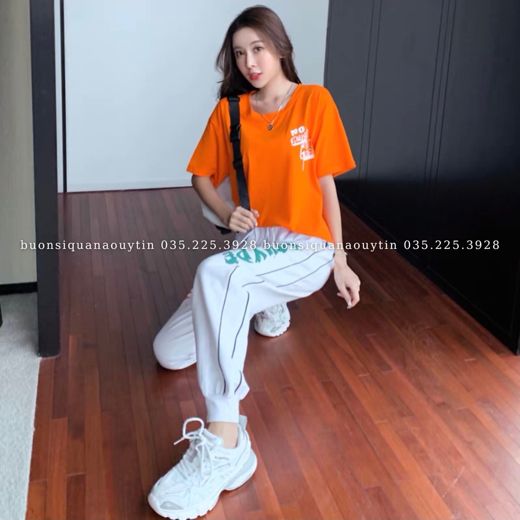 Set bộ thể thao nữ cá tính áo phông Quần Jogger Bo Gấu 114