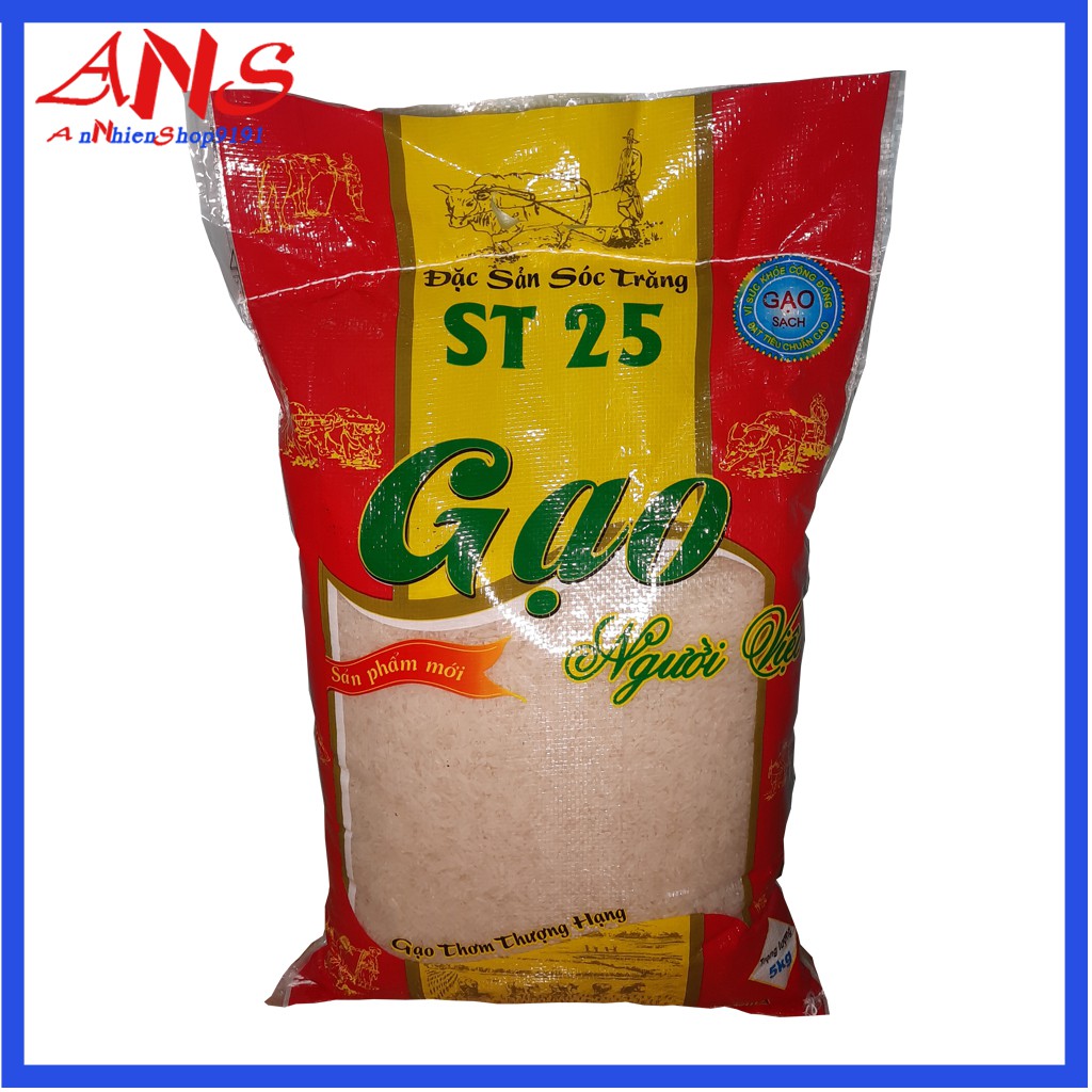 Gạo ST25 Túi 5Kg - Đạt Giải Gạo Ngon Nhất Thế Giới Năm 2019 tại Manila - Đặc Sản Sóc Trăng
