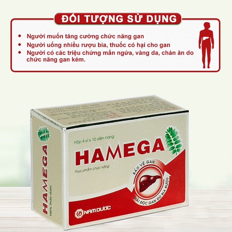 Viên uống hạ men gan HAMEGA giảm tác hại do rượu bia, giải độc và hỗ trợ phục hồi cho gan - hộp 40 viên HM4