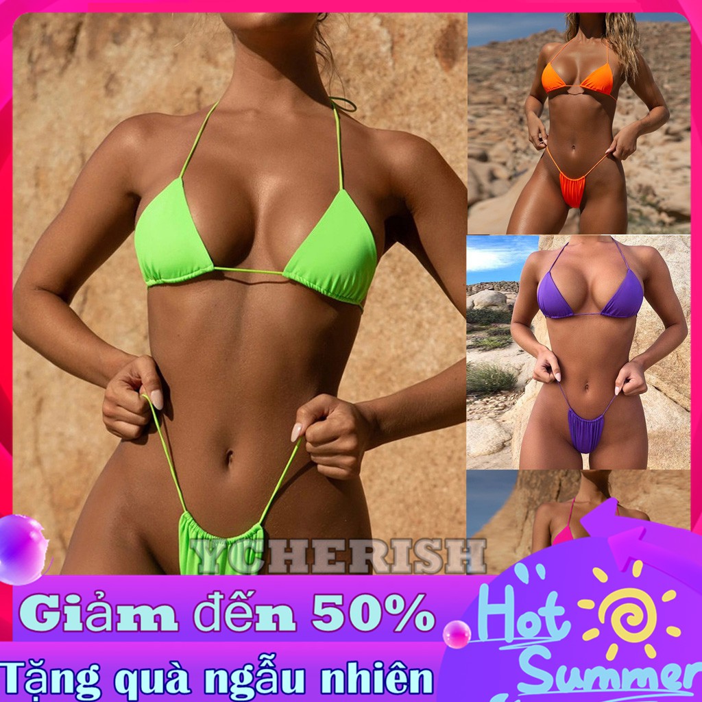 Bộ bơi 2 mảnh nâng ngực màu sắc phản quang nổi bật cho nữ