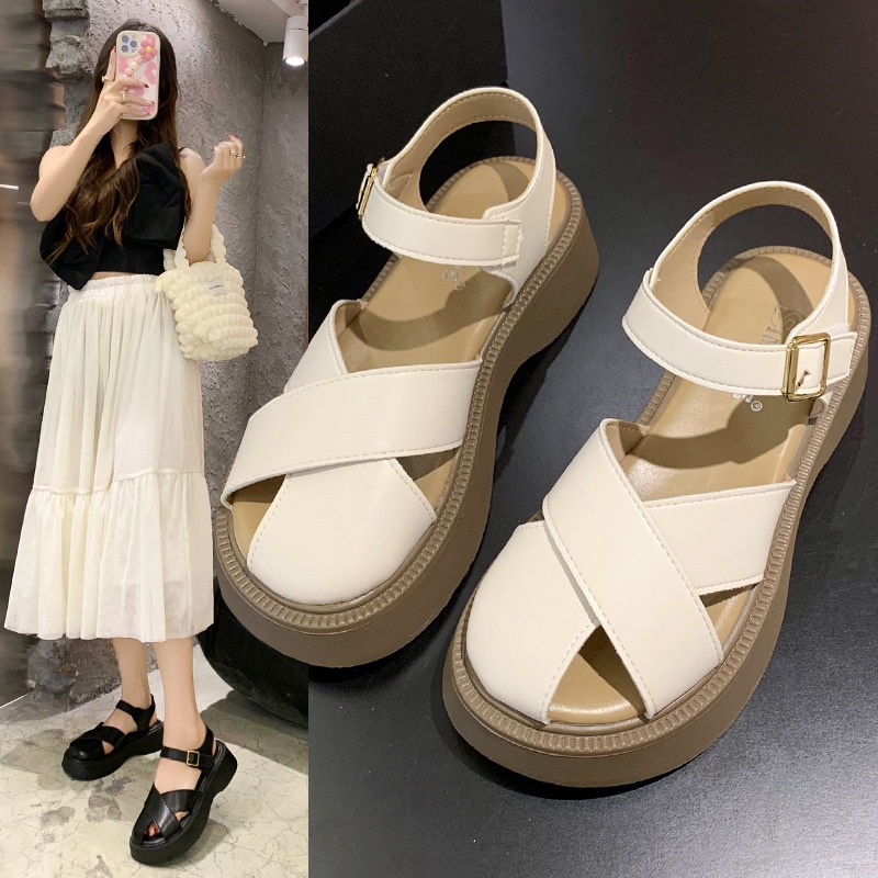 Dép Sandal Ulzzang LOẠI 1 - Giày quai hậu đi học mũi lọ mẫu mới đế cao phong cách Mã 17