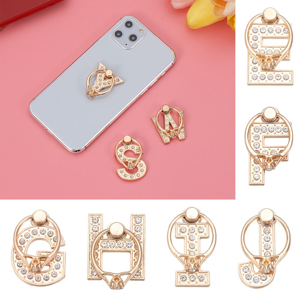 MAYSHOW Multi-function Letter Phone Stand Diamond Car Bracket 360 Rotation Universal Luxury Support Socket Ultra Thin Finger Ring Holder