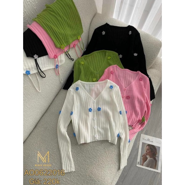 Sét áo 2 dây+áo cadigan len đính hoa hàng QC