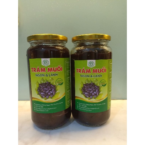 Trám đen muối 1000ml lọ Thủy tinh Thương hiệu Ngon và Lành
