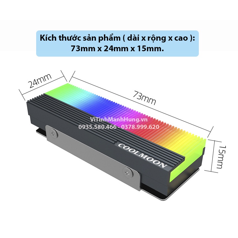 Tản nhiệt SSD M2 2280 CoolMoon CM-M2A, Led 5V ARGB, đồng bộ Hub CoolMoon hoặc Mainboard.