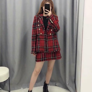 SẴN SET DẠ ĐỎ TWEED ( có vidieo+ảnh thật)