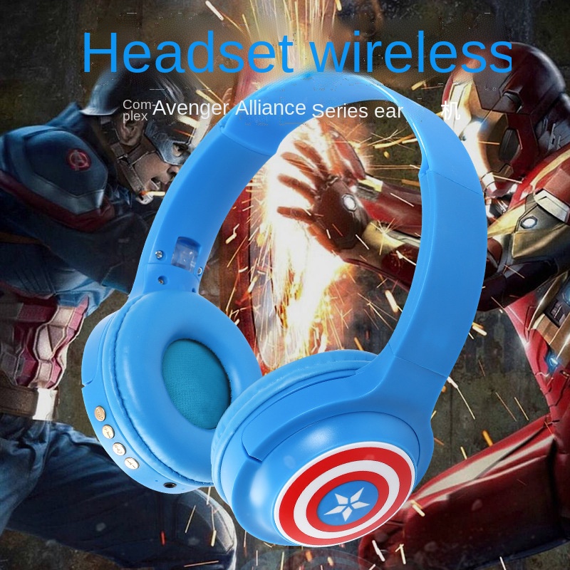 Tai Nghe Bluetooth Không Dây Hình Siêu Anh Hùng Marvel Người Nhện Người Sắt/Captain America