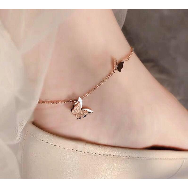 Lắc chân đôi bướm mạ (có set vòng cổ, tay, khuyên tai)