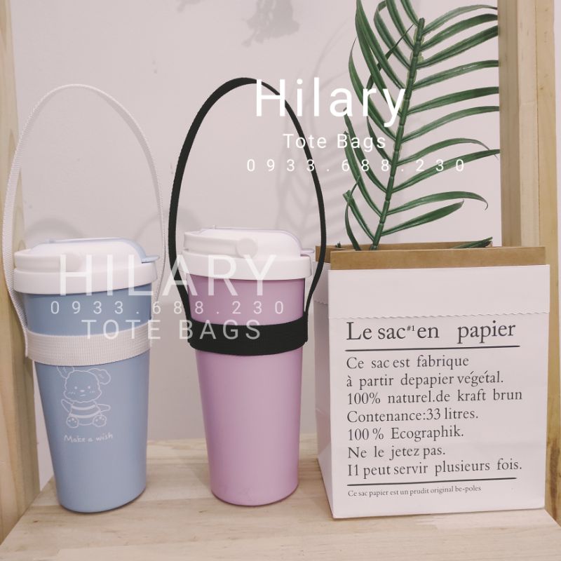 Quai Túi Dây Đai Xách Ly Trà Sữa Ly Giữ Nhiệt Dưới 500ml Trơn Dây Đai Mỏng